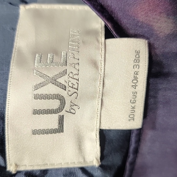 Luxe by Seraphine Size 6 Navy Blue & Pink Floral Silk Maternity Gown - Picture 13 of 16